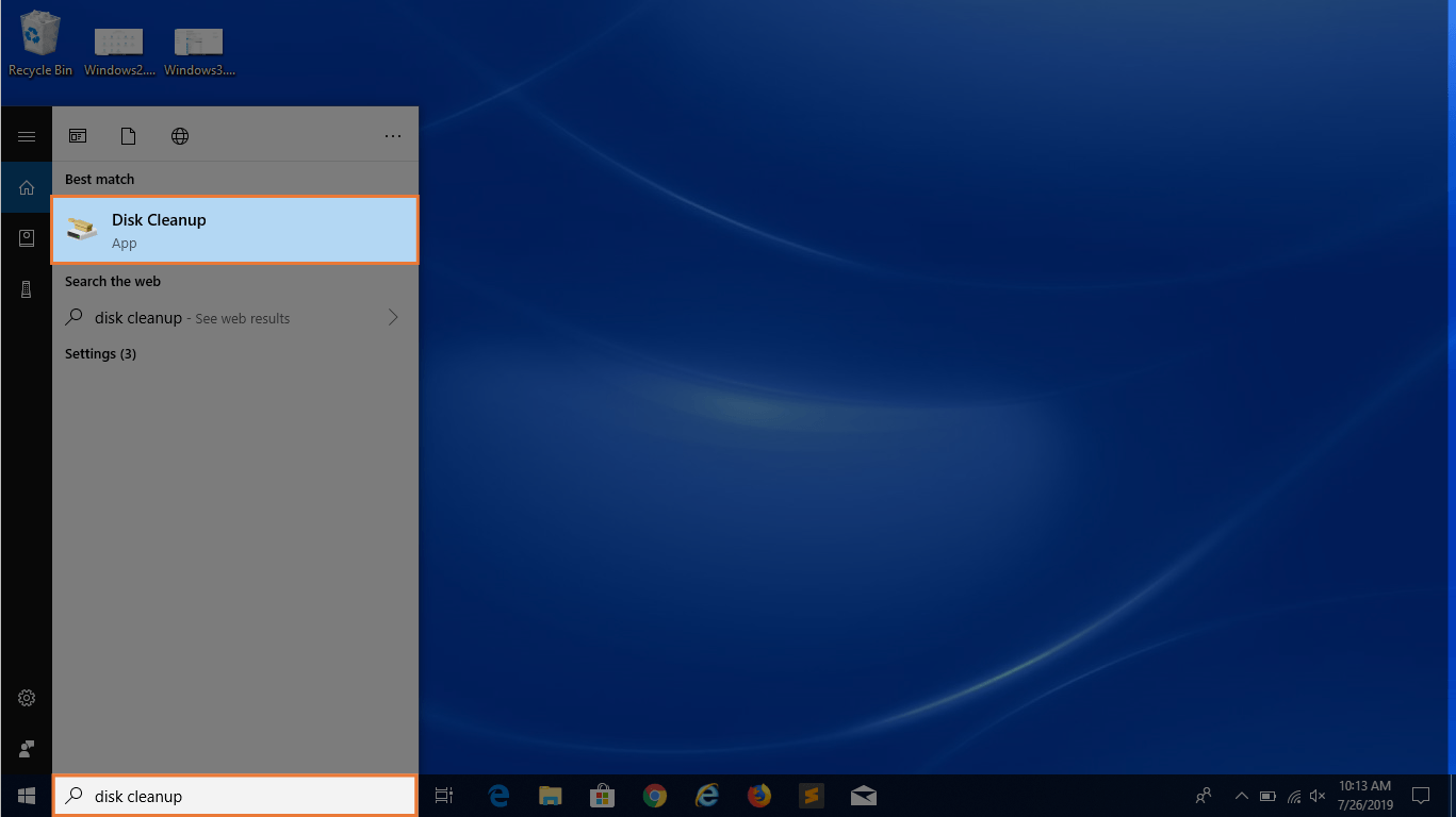 screenshot of how to delete temporary files