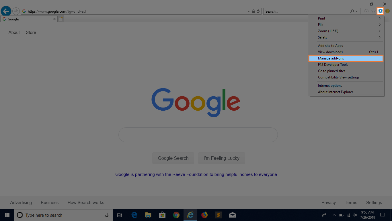 screenshot of fixing web browser