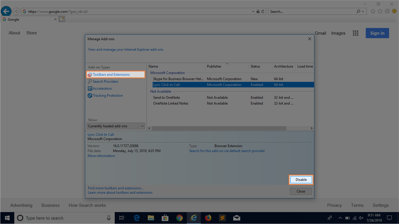 screenshot of fixing web browser