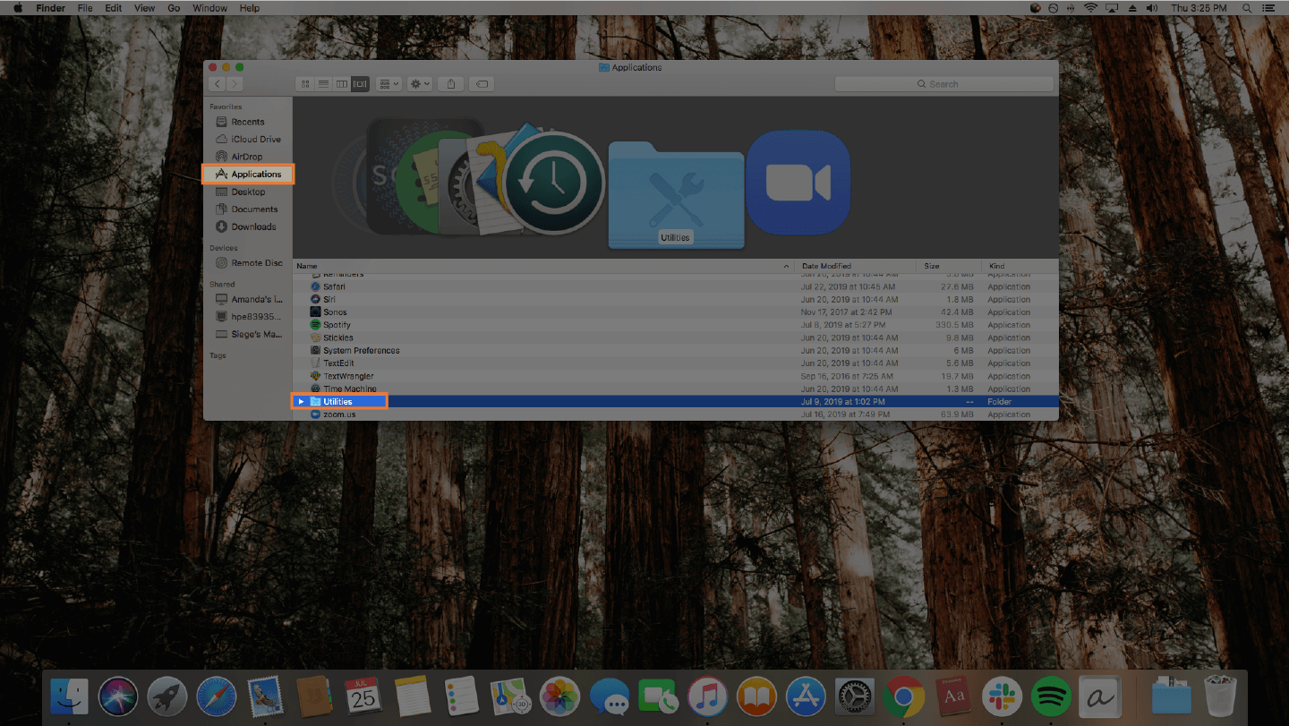 screenshot of finding activity monitor