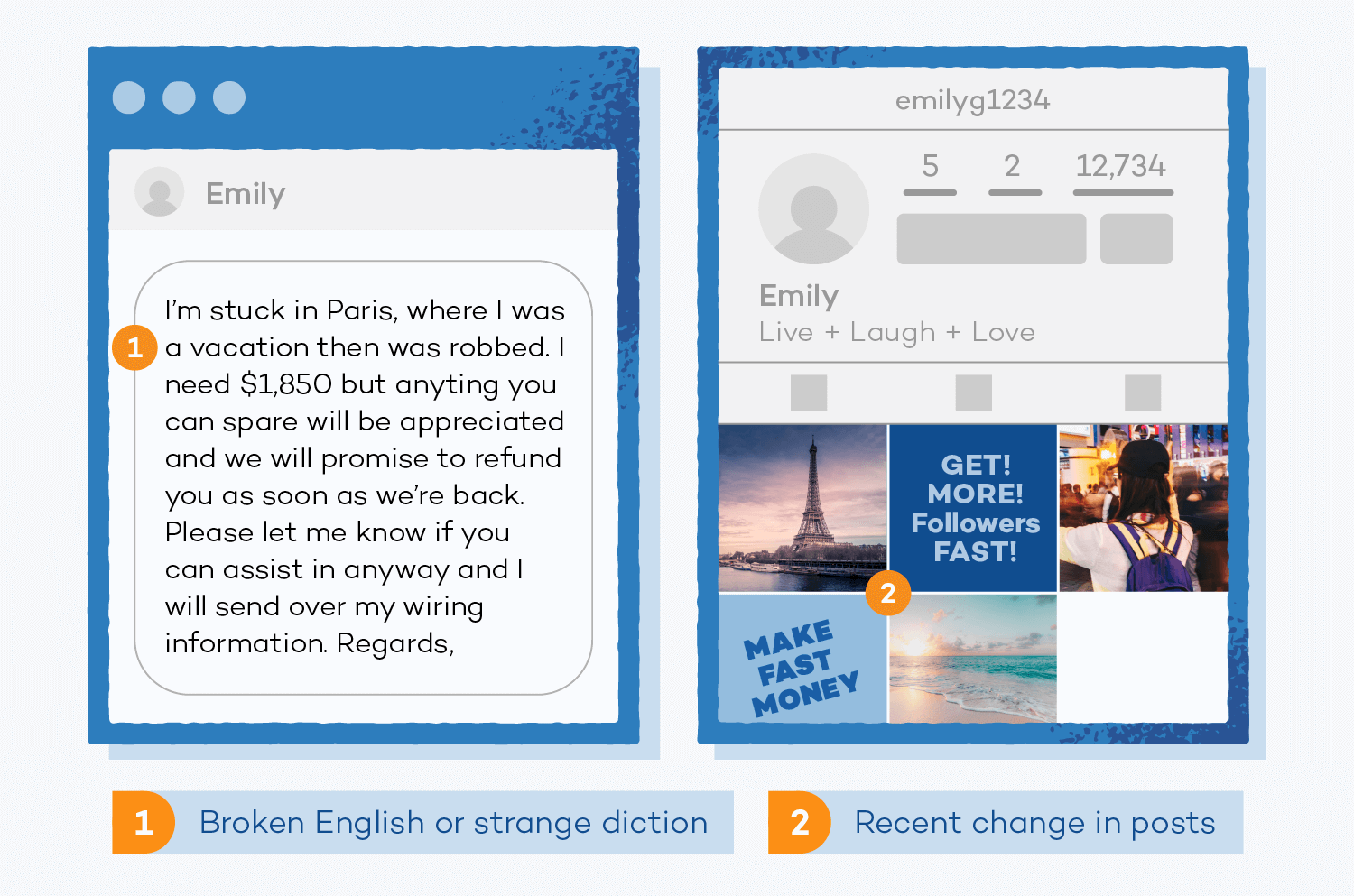 stuck abroad social media scam example