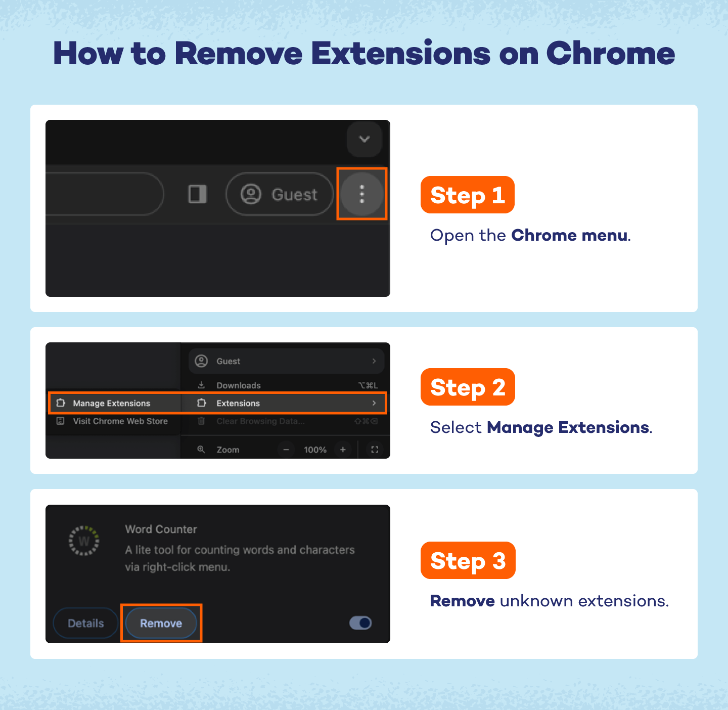 How to remove extension on Chrome