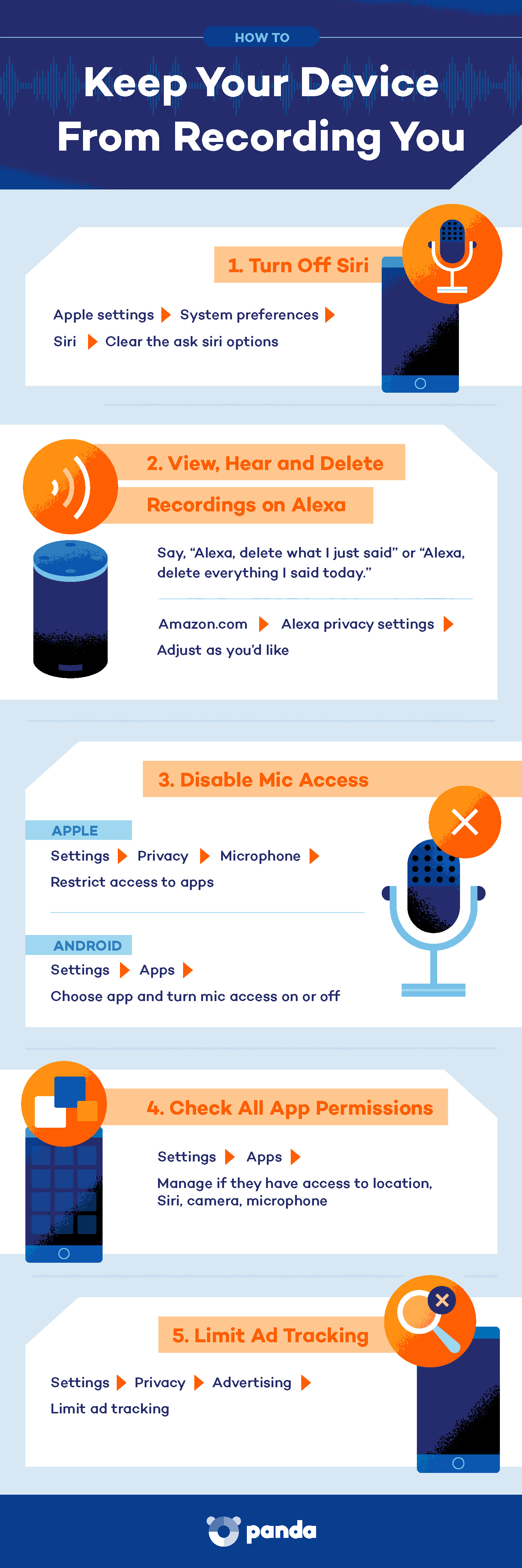 infographic of how to keep your device from recording you