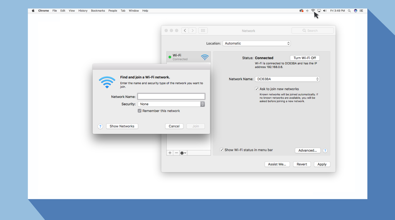 Graphic showing wifi preferences