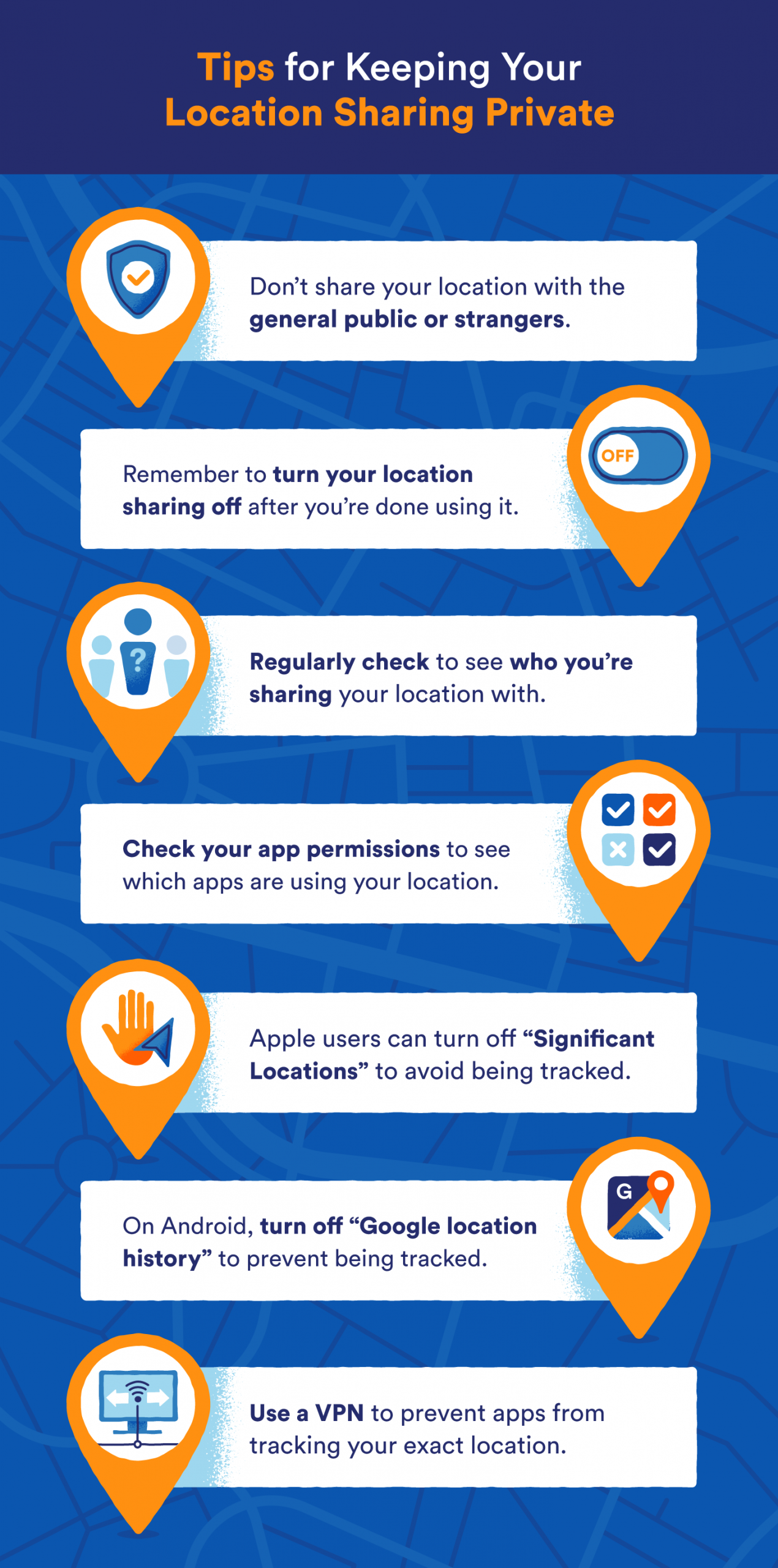 graphic that shows tips for location sharing