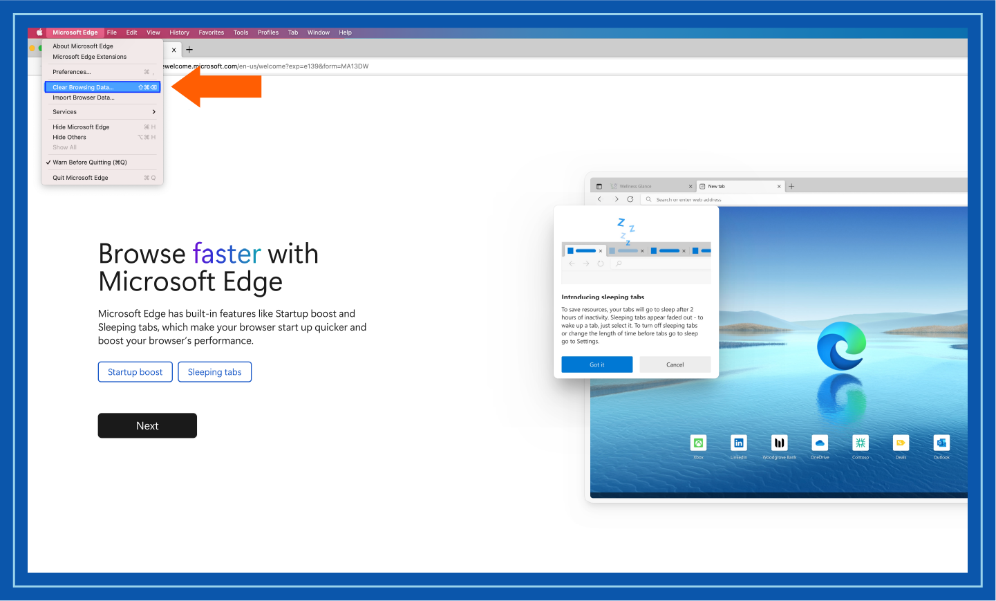 Image showing step 2 of clearing cookies on Microsoft Edge