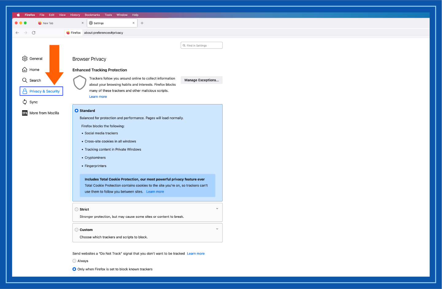 Image showing step 3 of clearing cookies from Firefox