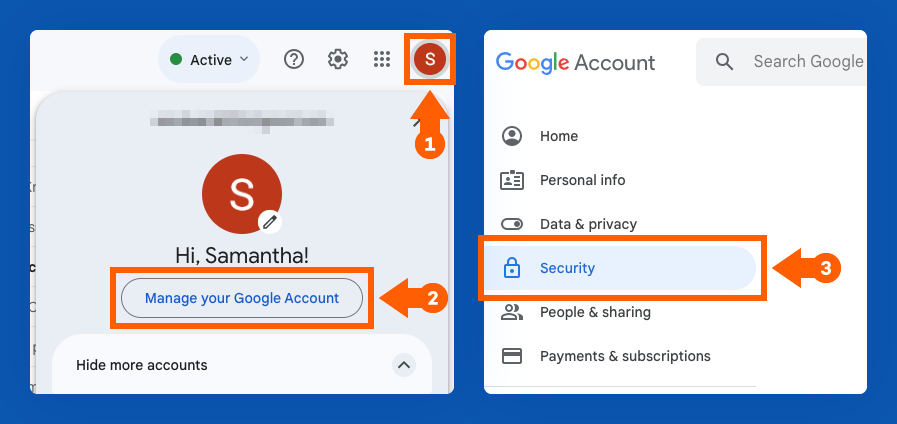 screenshot of how to change your privacy settings in Gmail