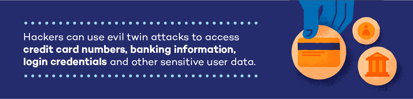 illustration explaining how evil twin attacks are used to steal personal user data.