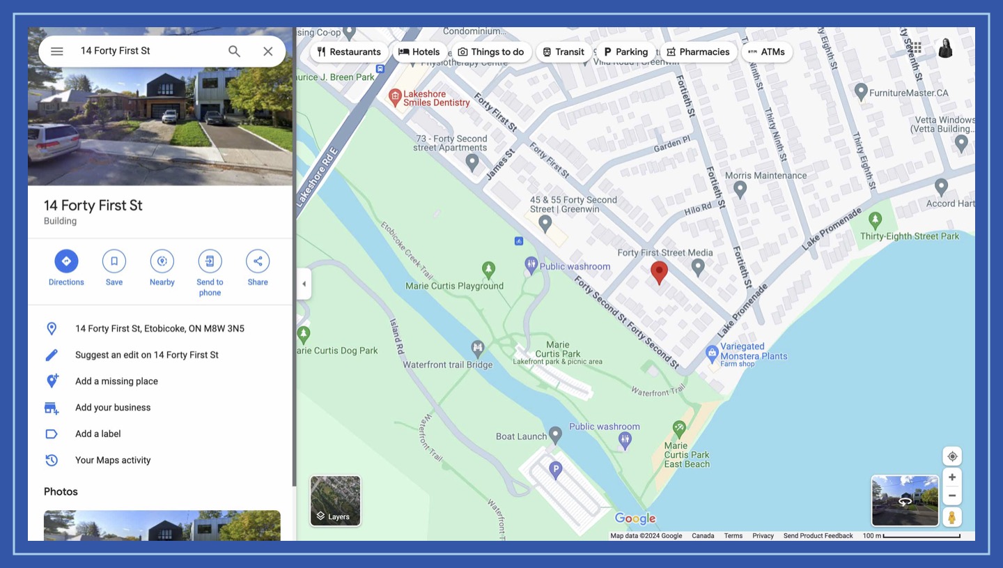Image showing an address search result on Google maps