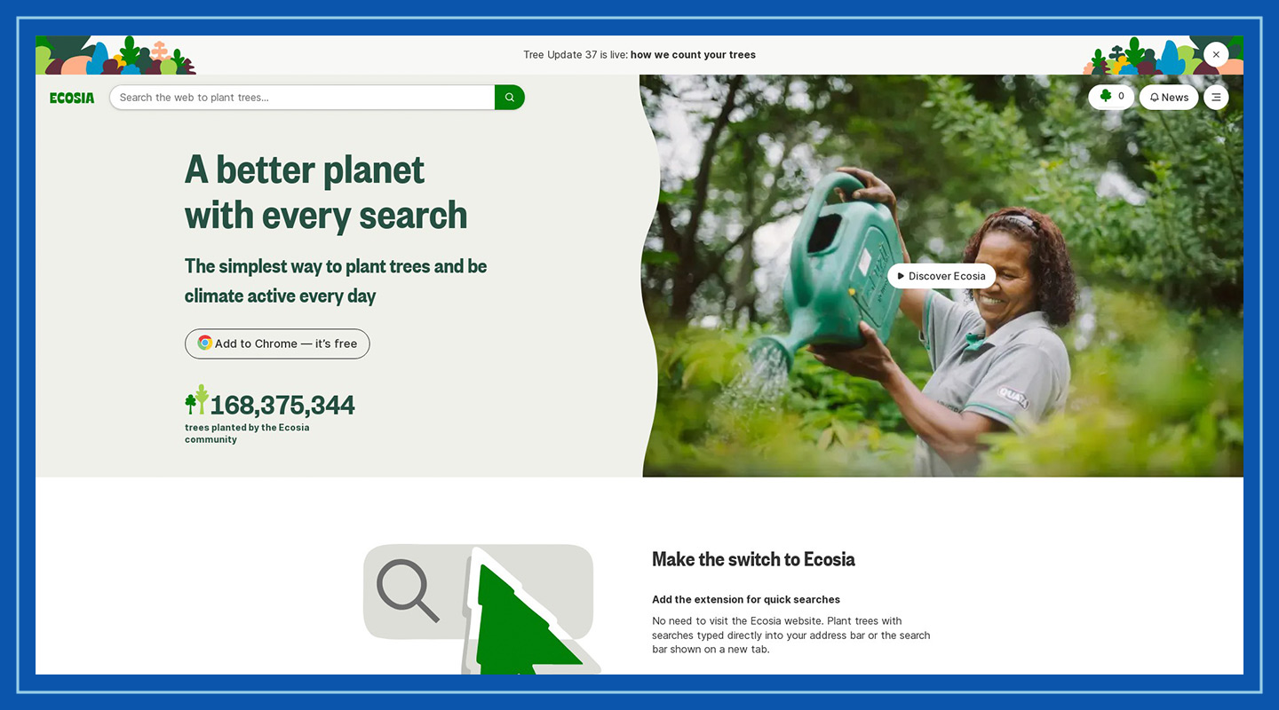 Homepage of Ecosia