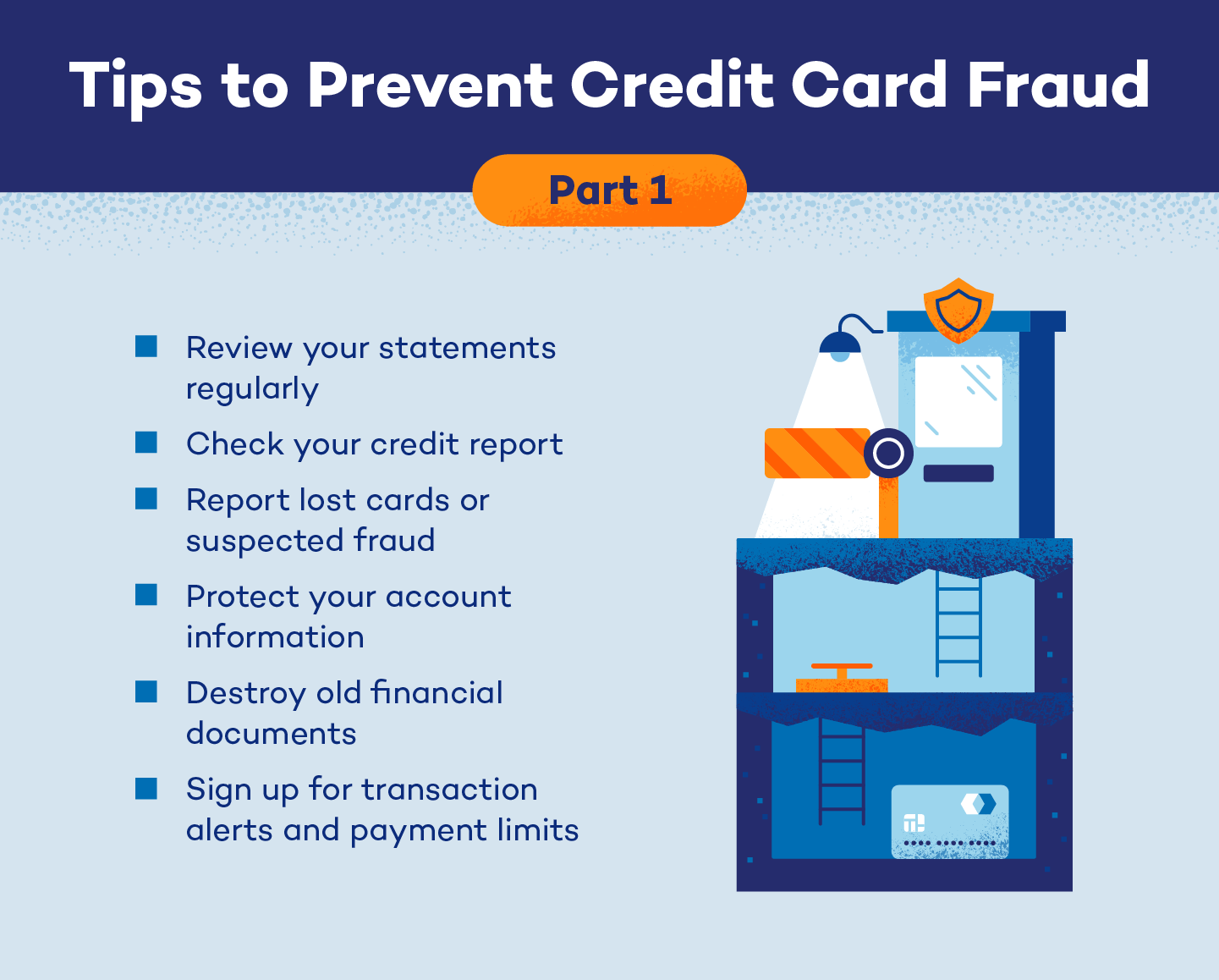 prevent credit card fraud by checking your credit reports, review your statements regularly, and more.