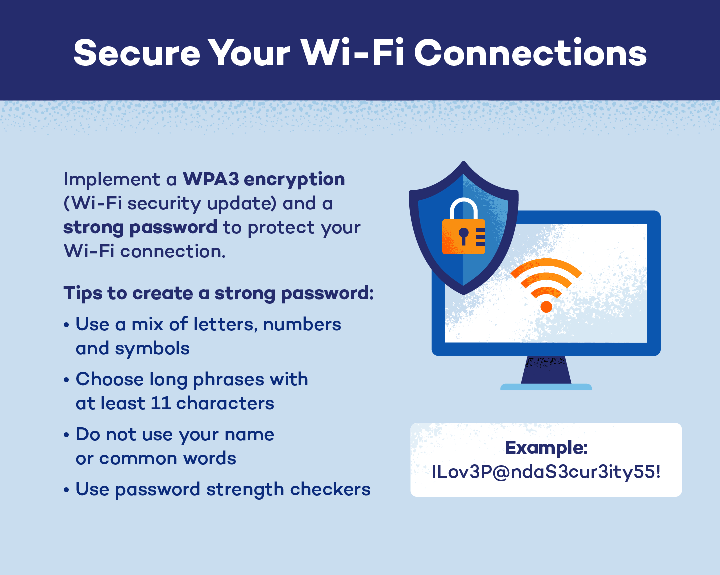 Illustration depicting how to secure wifi connections.