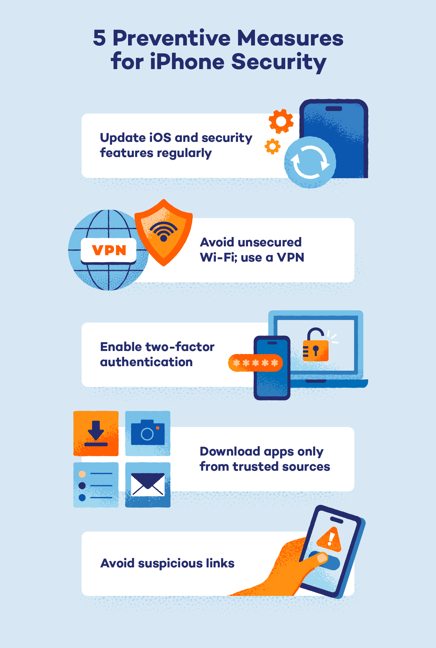 Illustration depicting preventative measures for iphone security