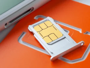 A sim card going into a port