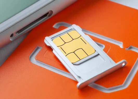 A sim card going into a port
