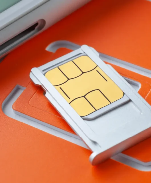A sim card going into a port
