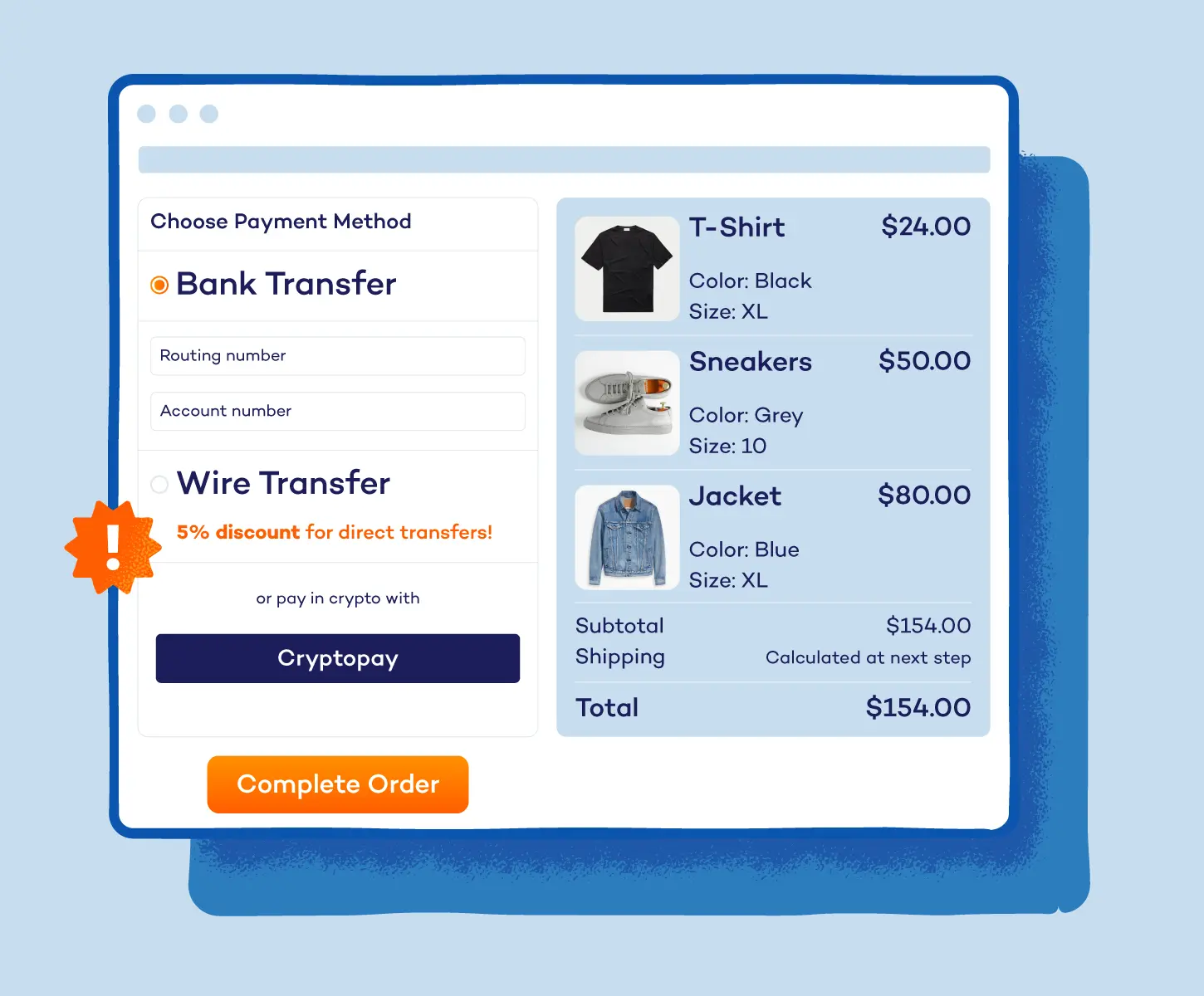 Example of a suspicious checkout page on a fake website.