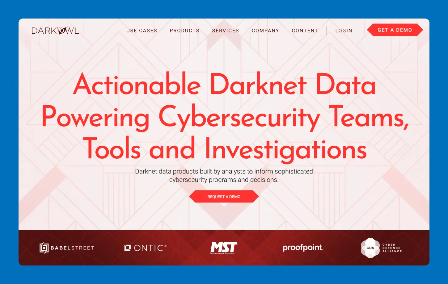 A screenshot of the Dark Owl home page.