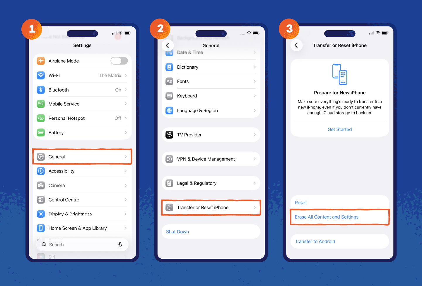 Factory resetting an iPhone.
