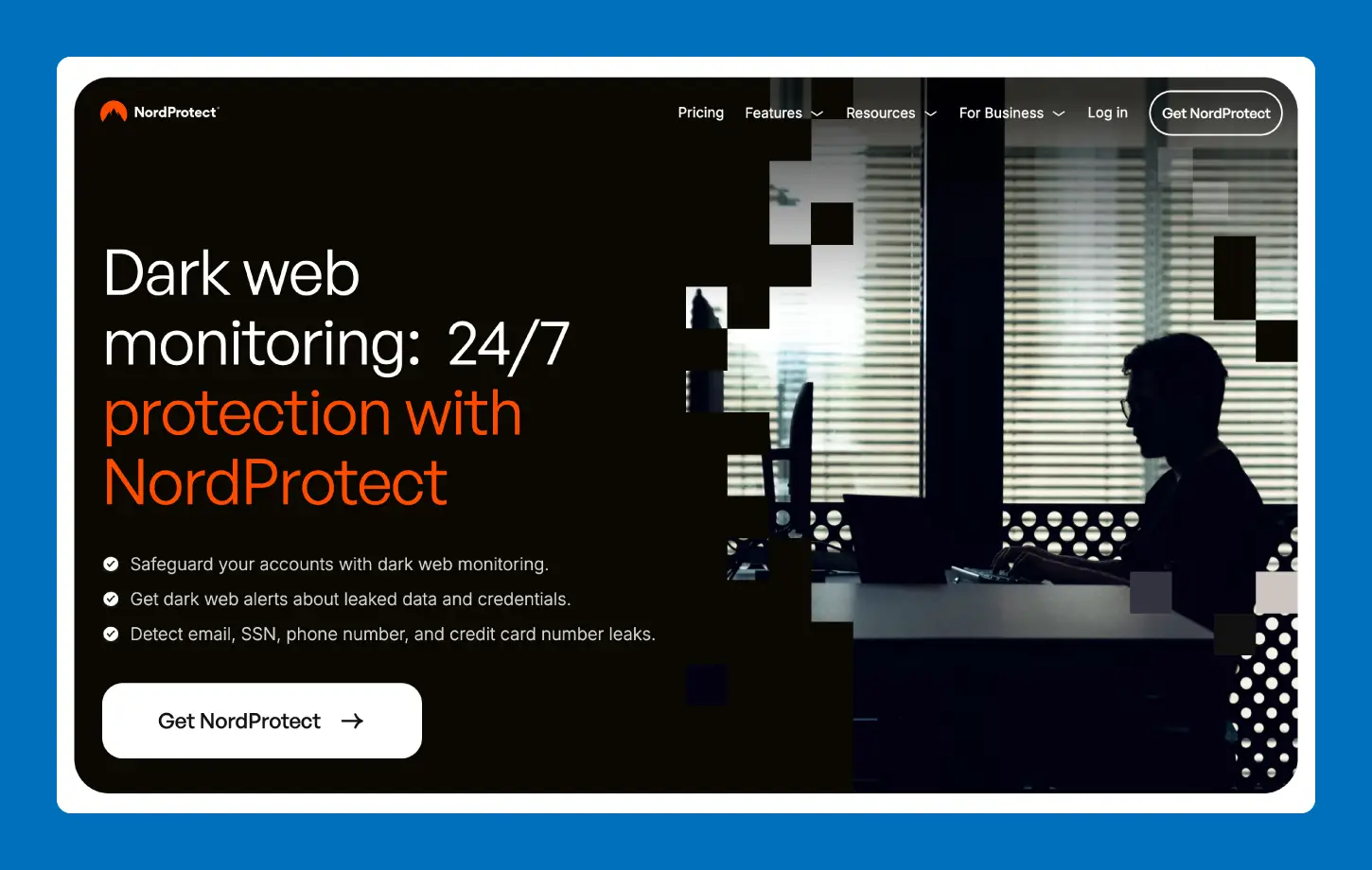 A screenshot of the NordProtect home page.