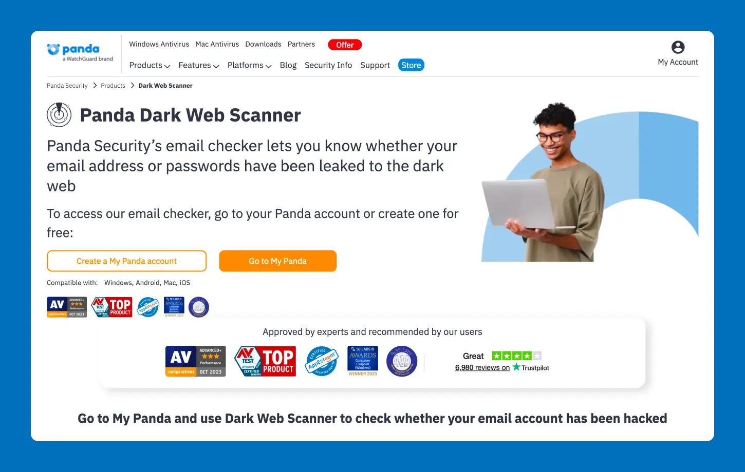 A screenshot of Panda Dome’s dark web monitoring tools