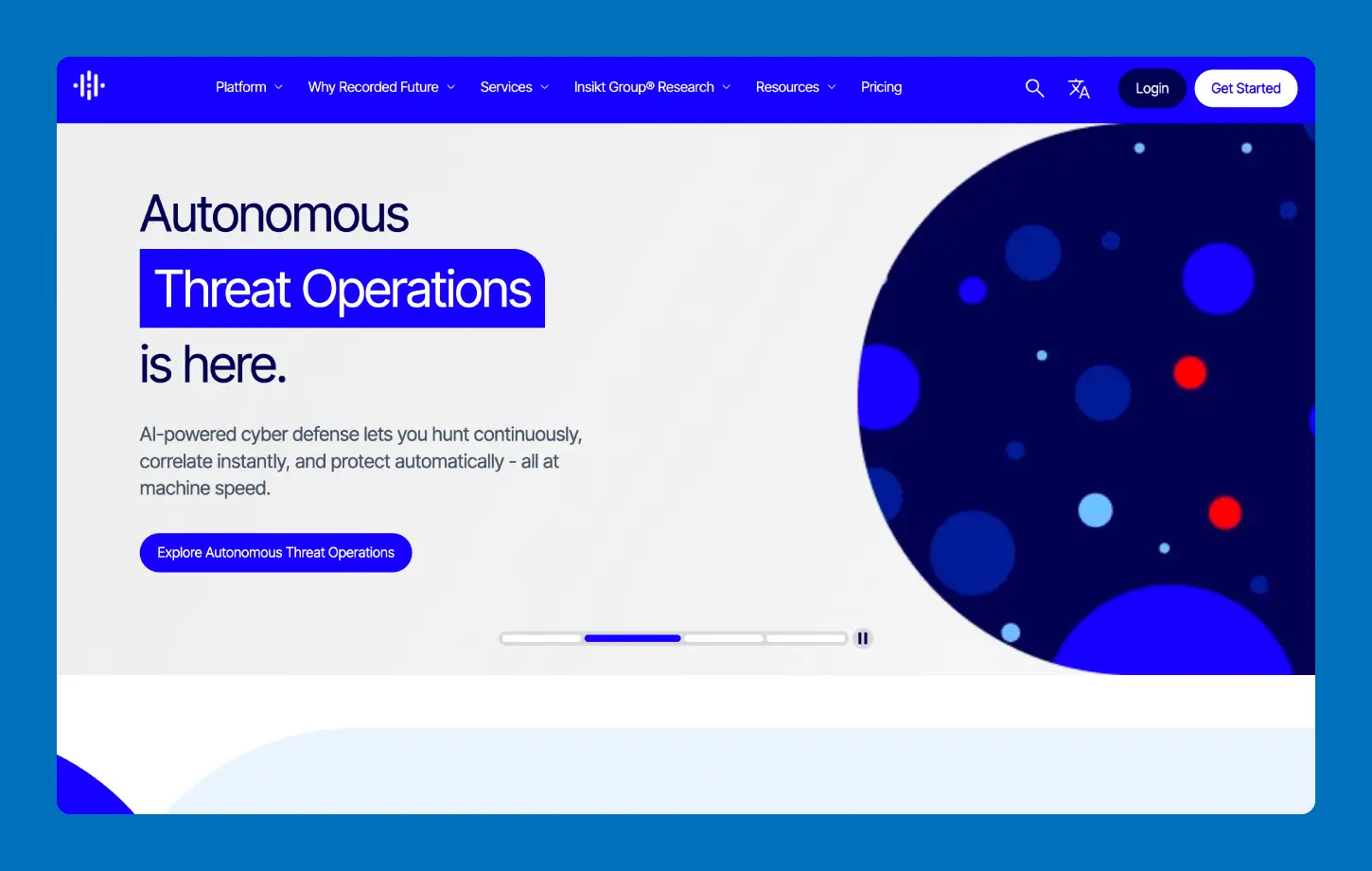 A screenshot of the Recorded Future home page.