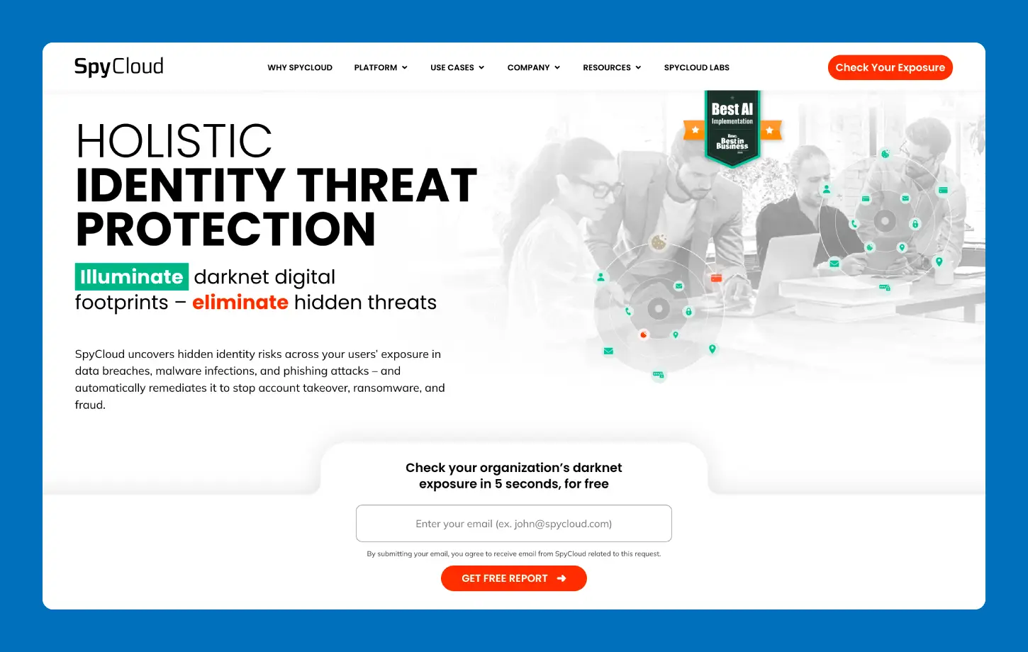 A screenshot of SpyCloud’s home page.