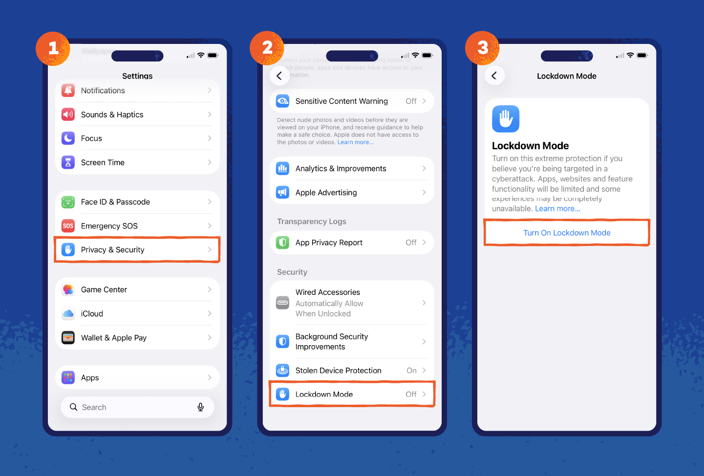Lockdown mode on an iPhone.
