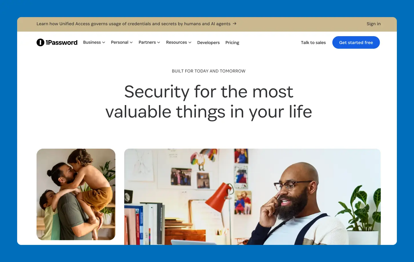 A screenshot of the 1Password family password manager website.