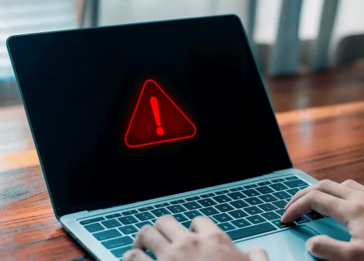 Rootkit warning signal on a laptop.