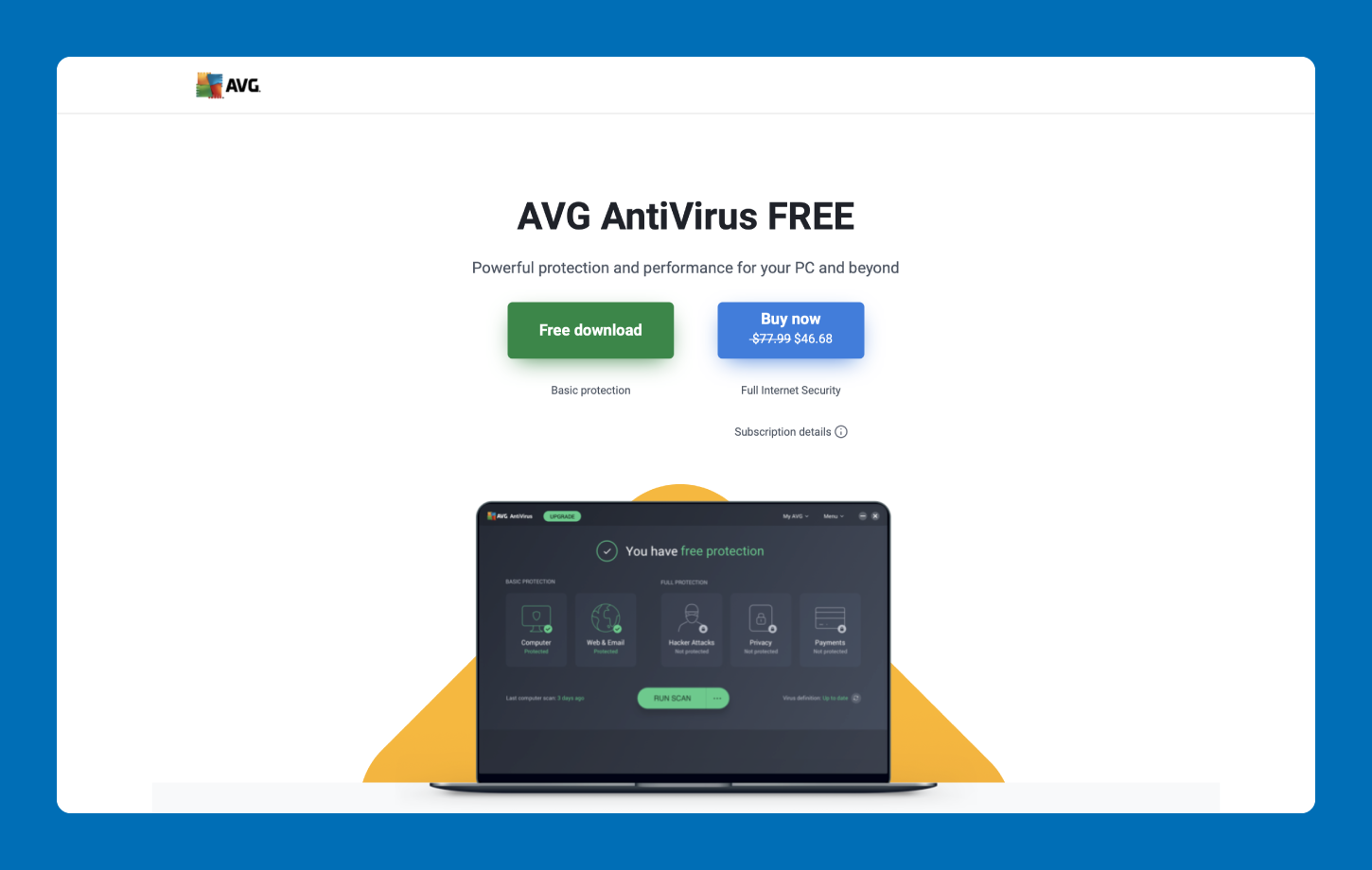 The AVG (Version 9 Legacy) software.