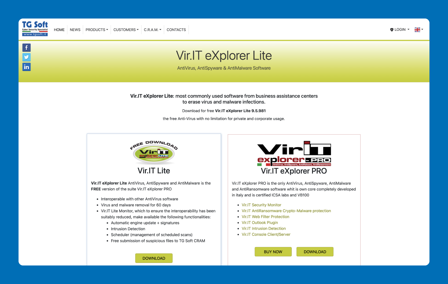 The VirIT eXplorer Lite software.