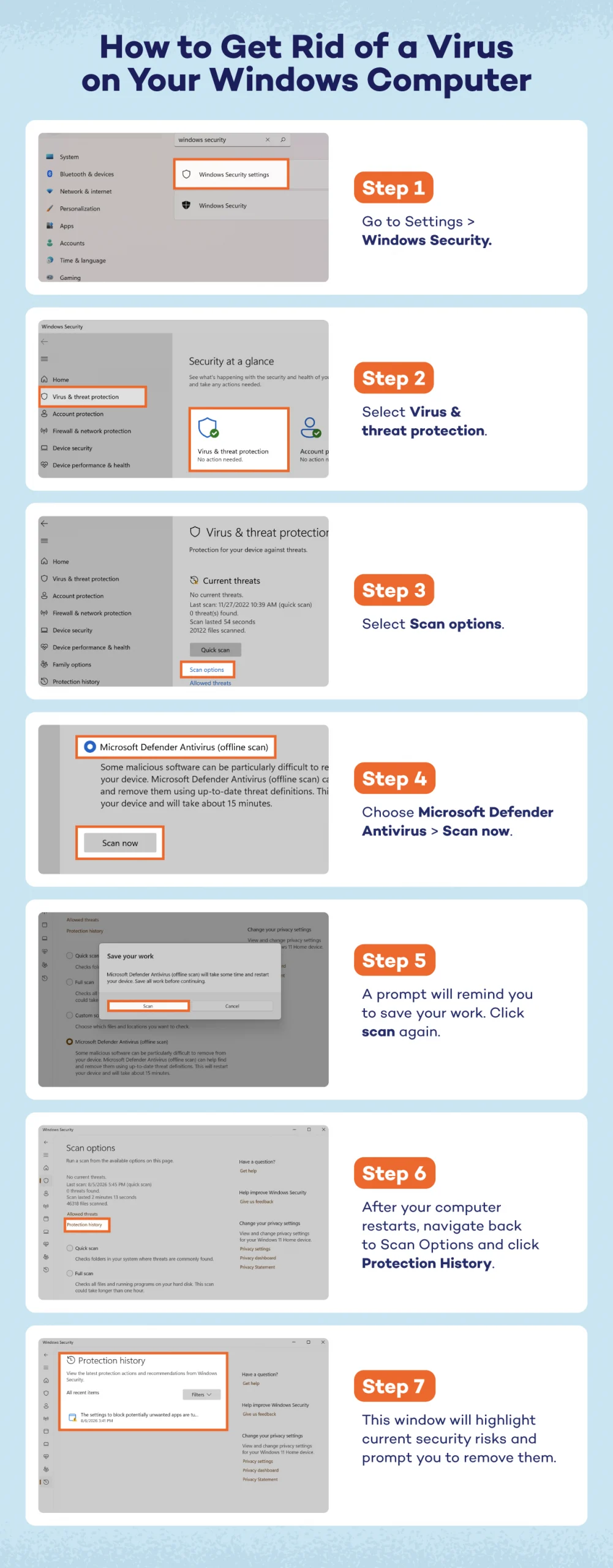 How to get rid of a virus on Windows.