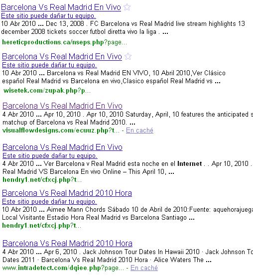 Barcelona BHSEO Resultados maliciosos servidos por Google