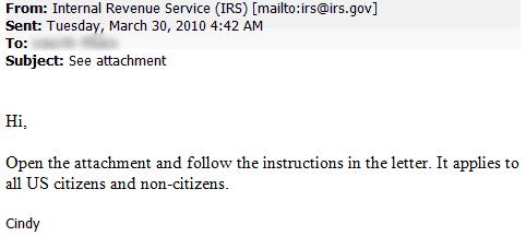 Falso correo del IRS