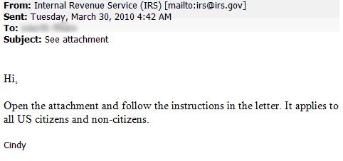 email Falso correo del IRS