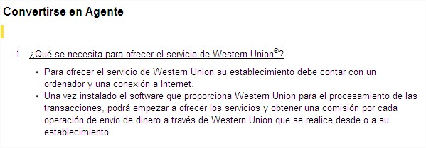 western union agente requisitos