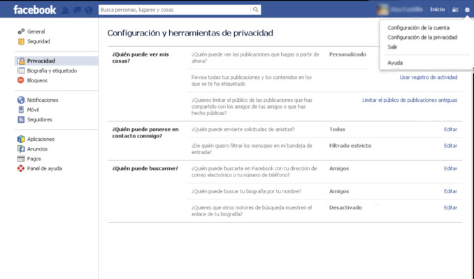 Configuración de privacidad en Facebook: Cómo compartir la información