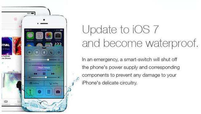 Anuncio falso sobre IOS7 y iPhone sumergible