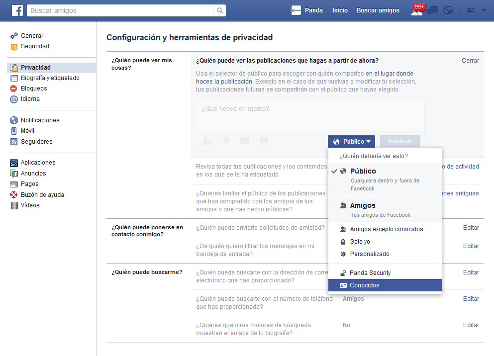Limitar público publicaciones Facebook