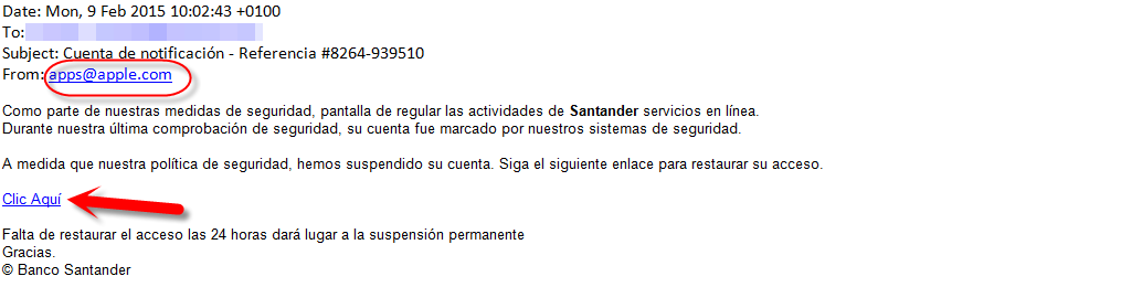 banco santander phishing