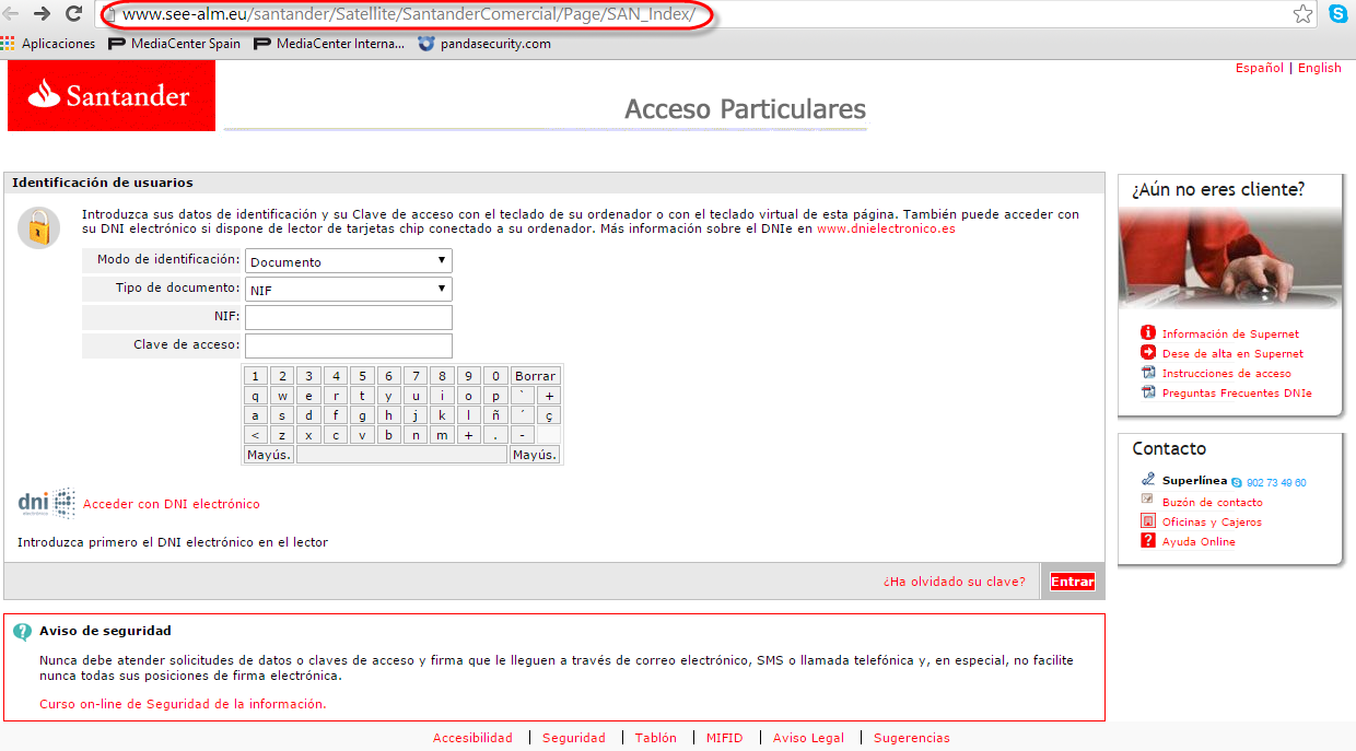 web santander phishing