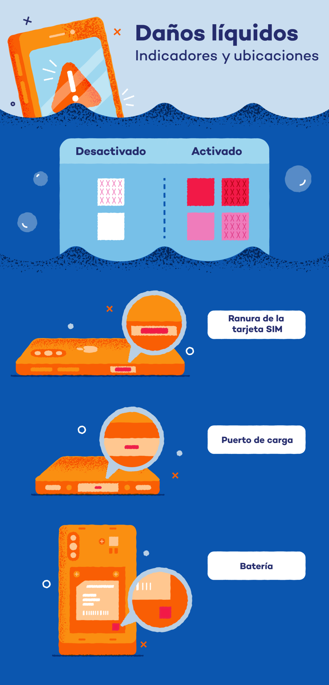 Infografía cómo arreglar teléfono mojado