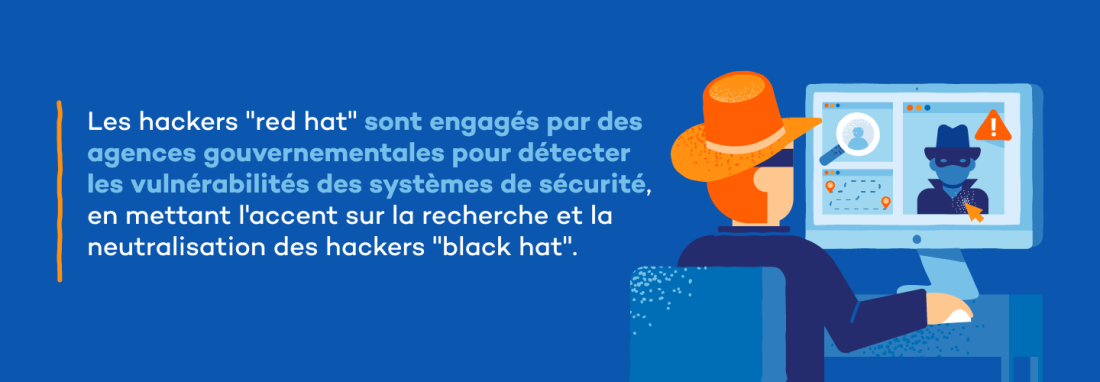 Les Red Hat sont embauchés par les agences gouvernementales pour repérer les vulnérabilités dans les systèmes de sécurité, avec un focus spécifique sur la recherche et le désarmement des Black Hats
