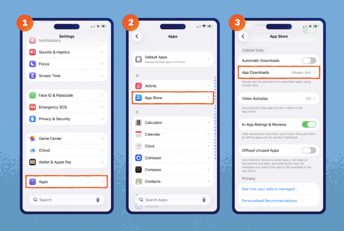 désactivez les données en arrière-plan