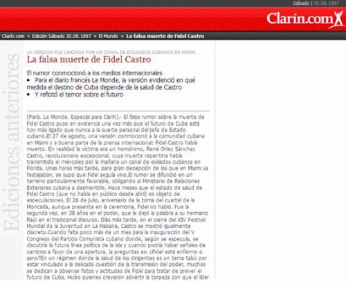 Image of the website displaying the fake news