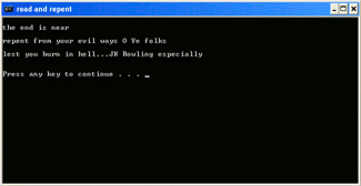 Message displayed by Hairy.A