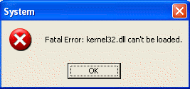 Error message displayed by Moaphie.A