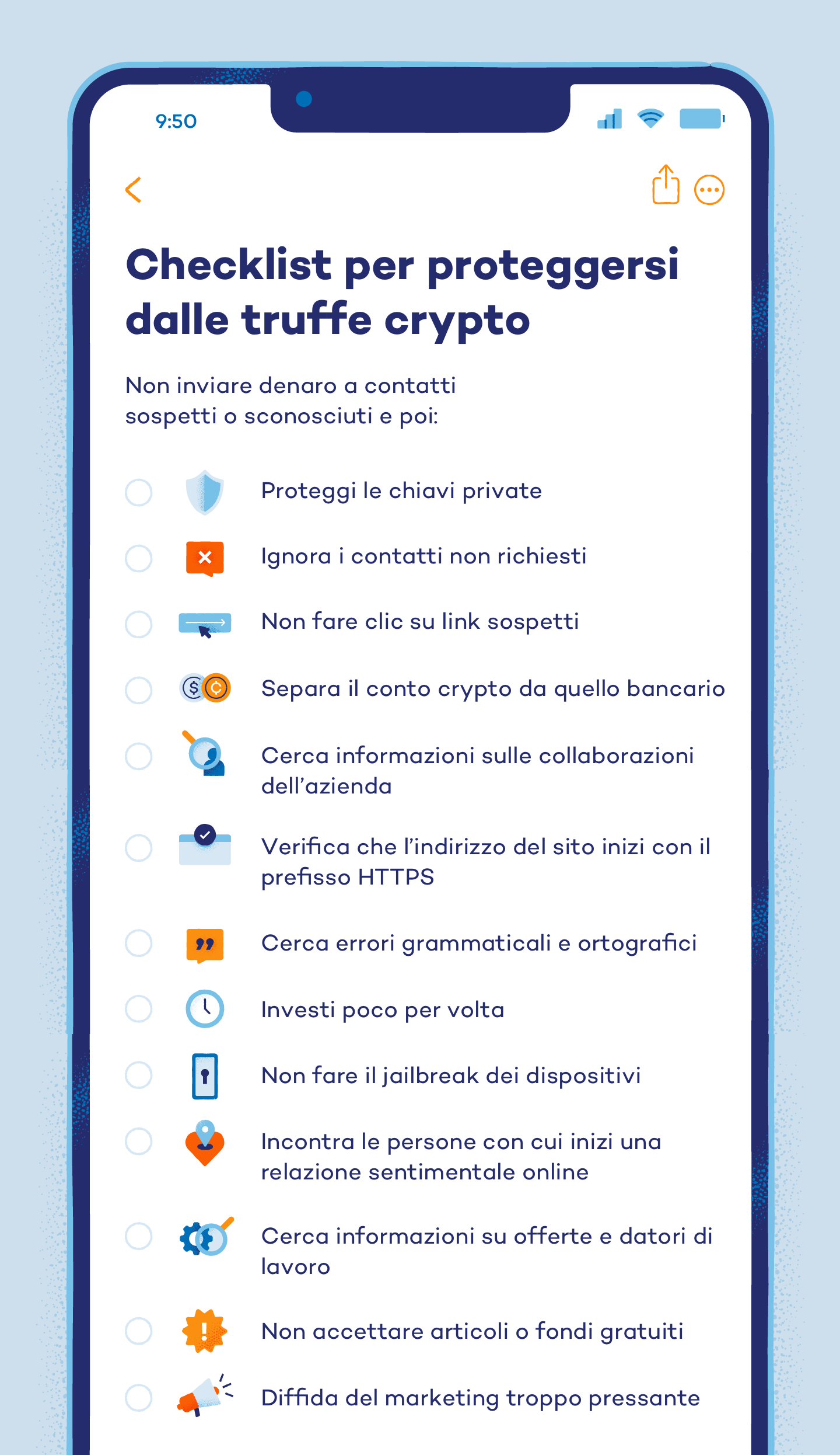 Checklist per proteggersi dalle truffe crypto
